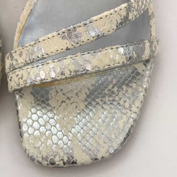 ESSEX LANE Madalie Snake Skin Leather Heeled Sandals Disco Lizard Heels Size 8 - Picture 5 of 16